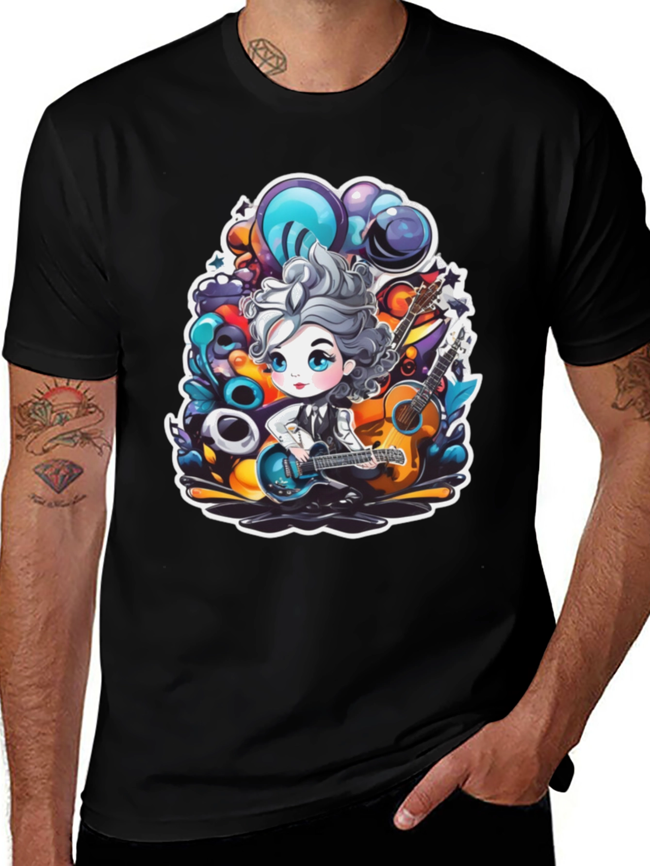 Cartoon Musician Graphic Tee