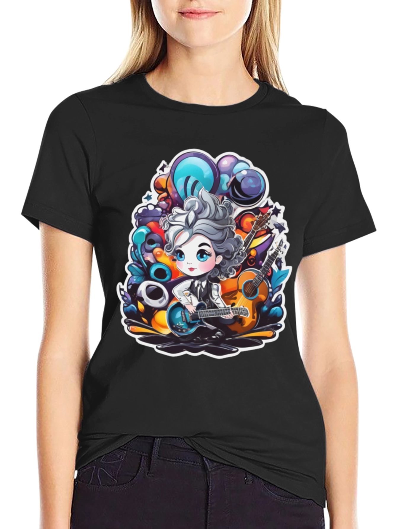 Cartoon Musician Graphic Tee