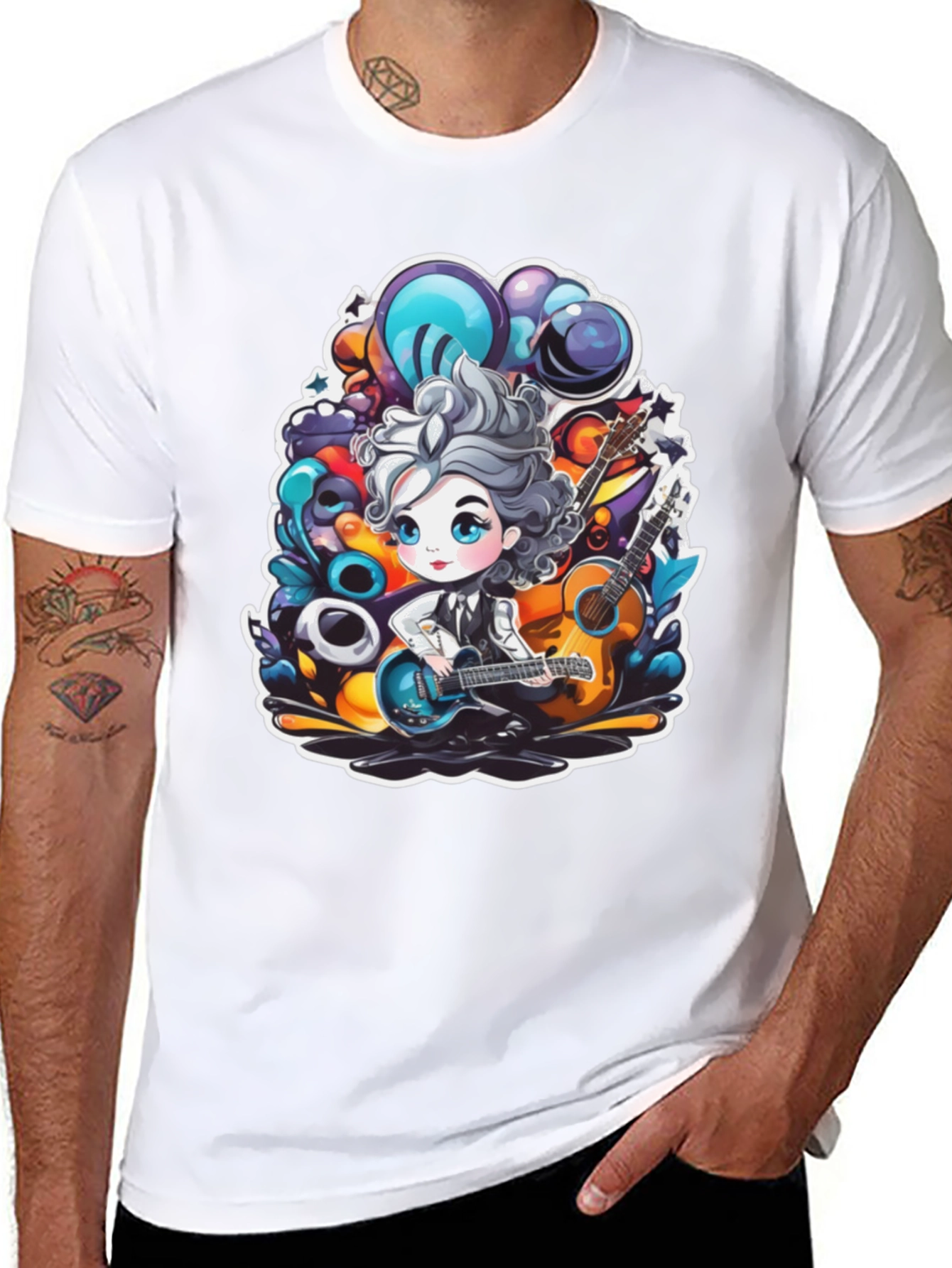 Cartoon Musician Graphic Tee