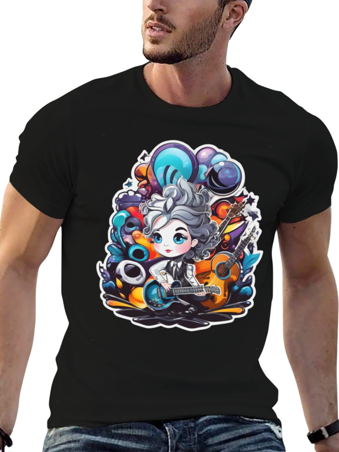 Cartoon Musician Graphic Tee