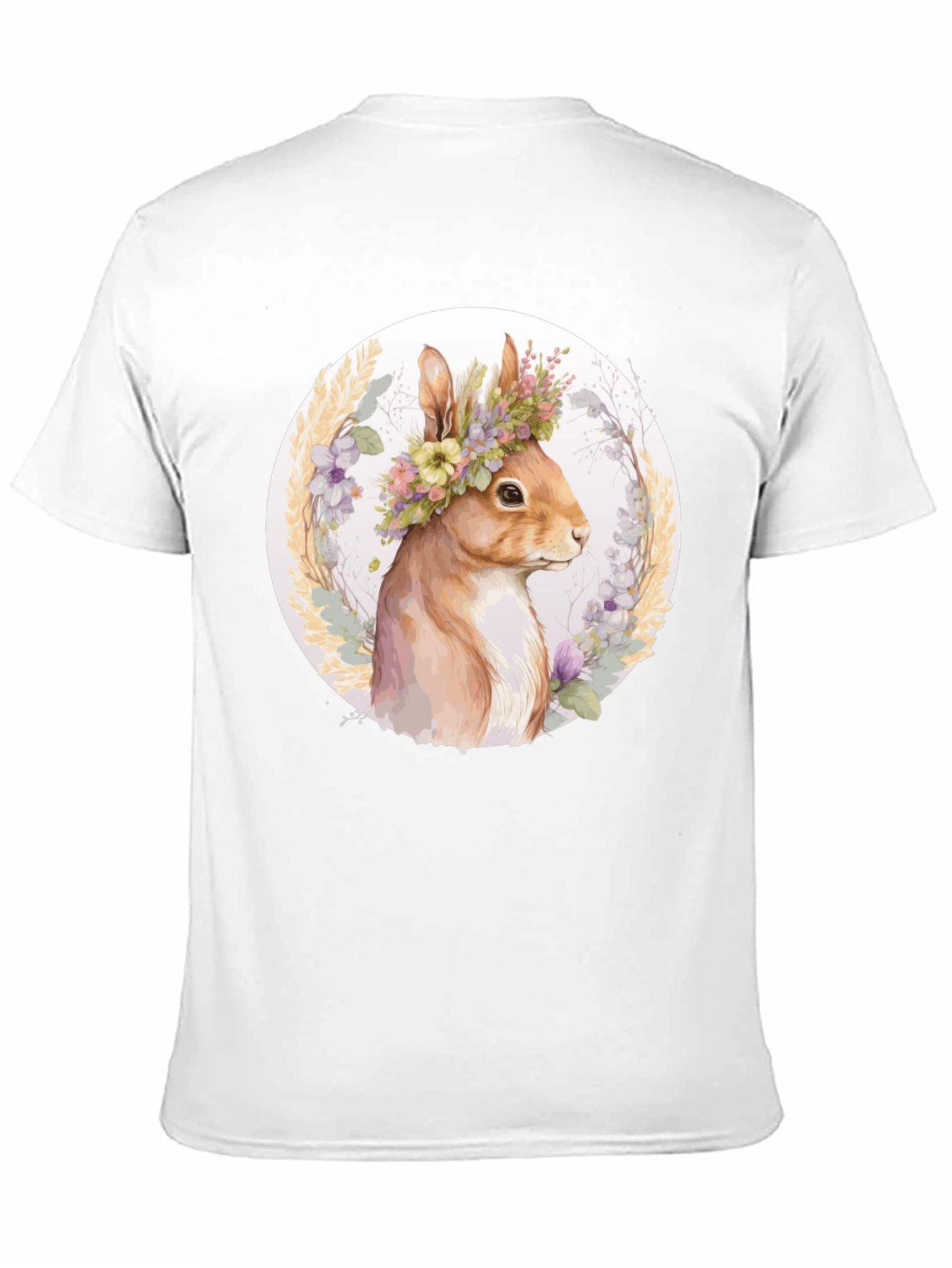 Floral Crown Squirrel Tee - Whimsical Nature Shirt