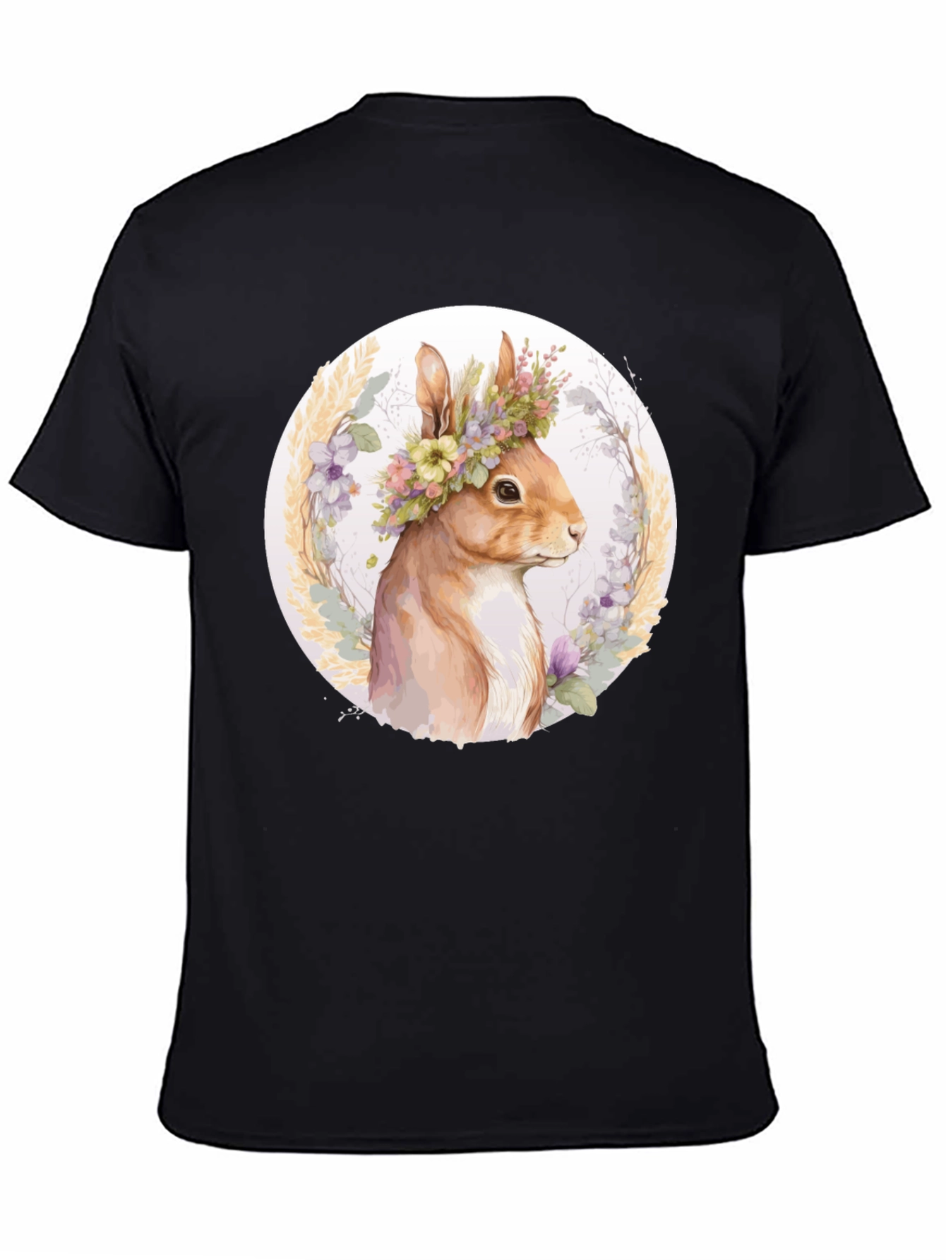 Floral Crown Squirrel Tee - Whimsical Nature Shirt
