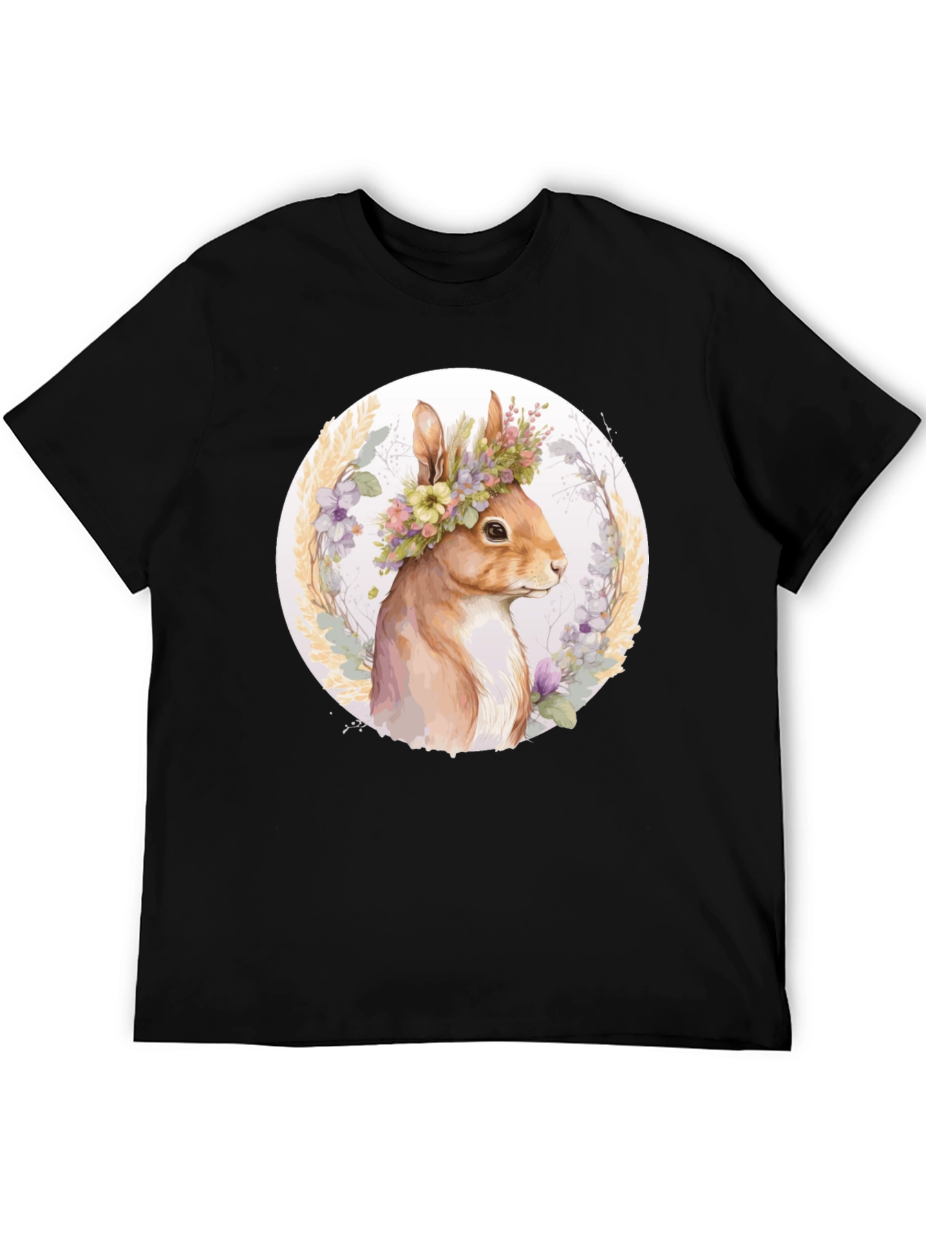 Floral Crown Squirrel Tee - Whimsical Nature Shirt