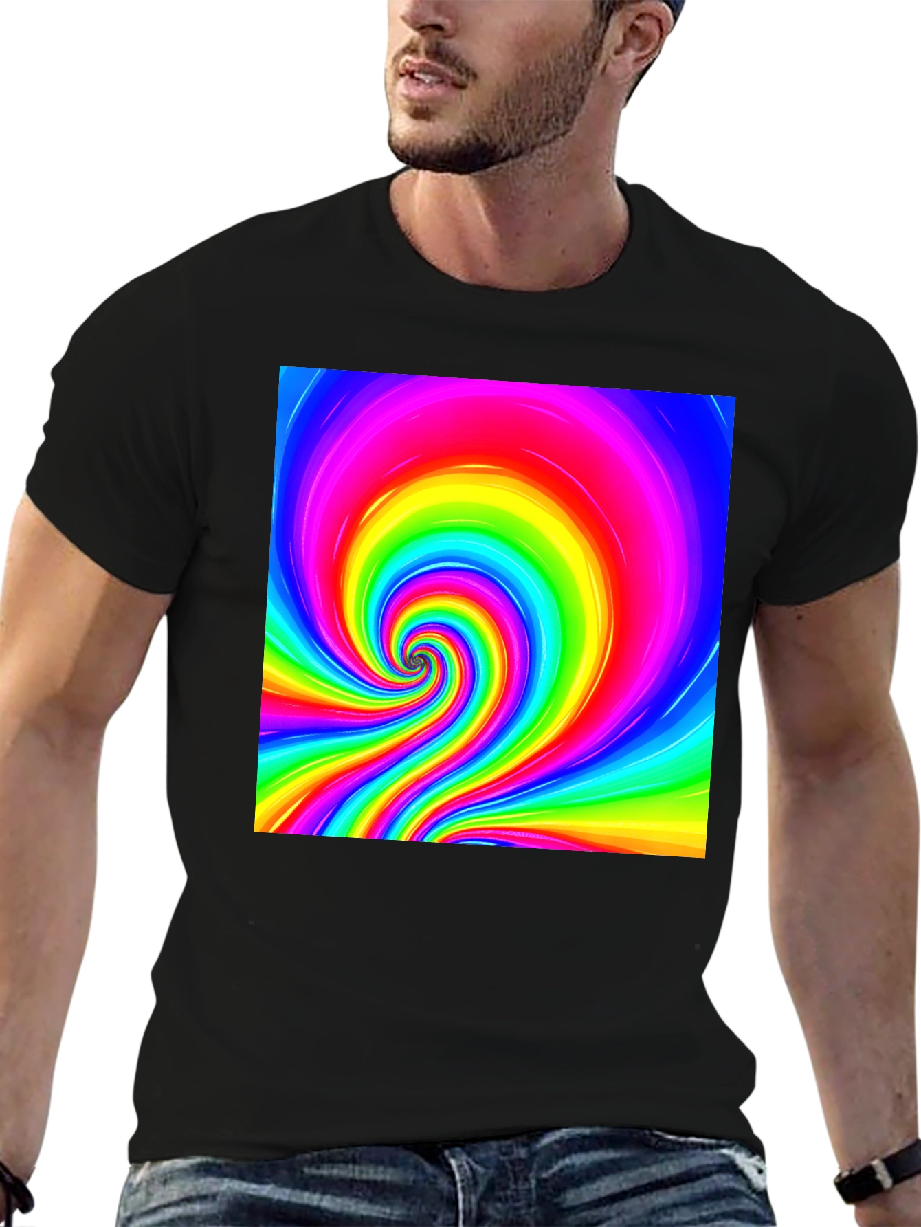 Vibrant Rainbow Spiral Graphic Tee