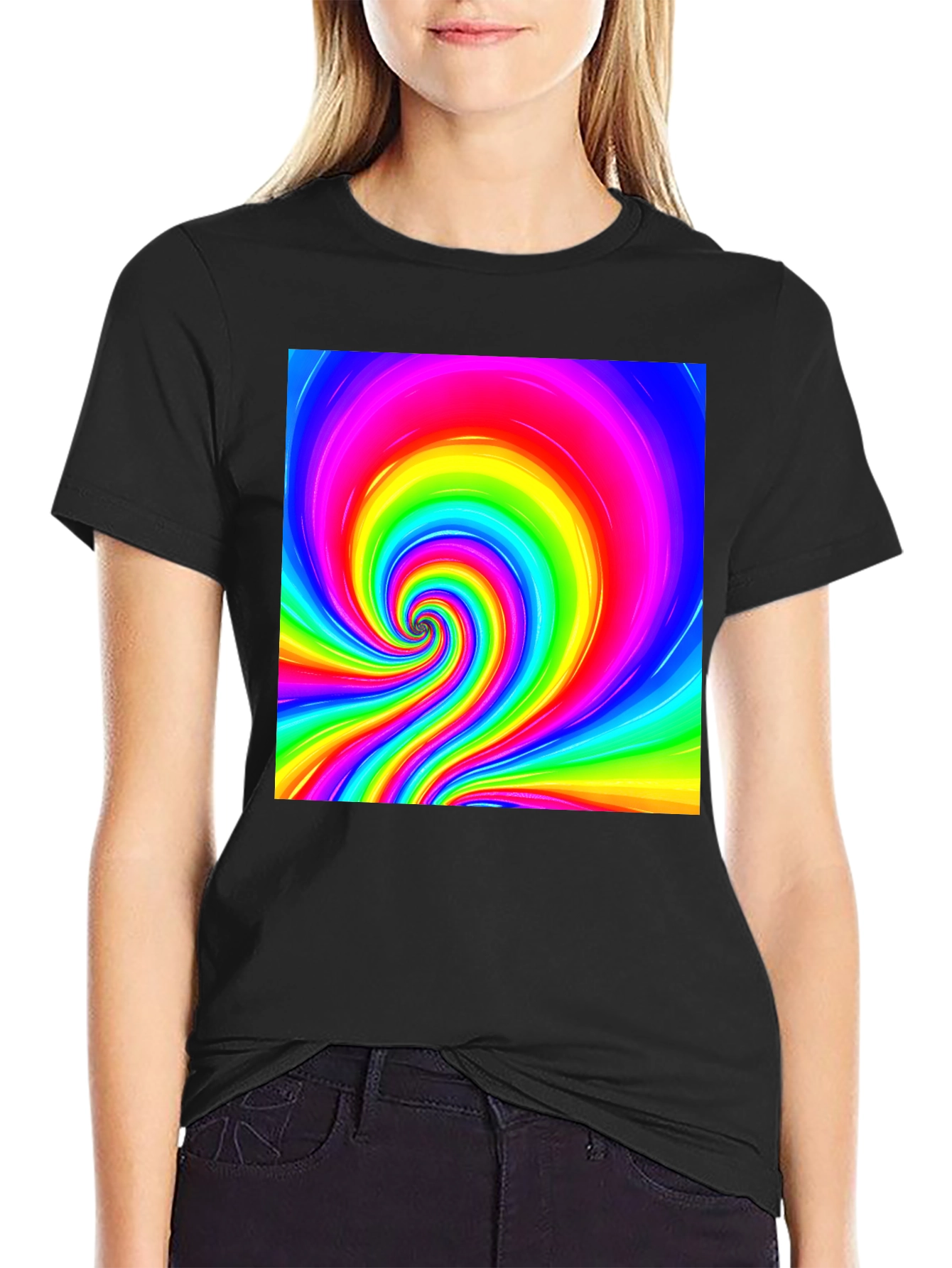 Vibrant Rainbow Spiral Graphic Tee