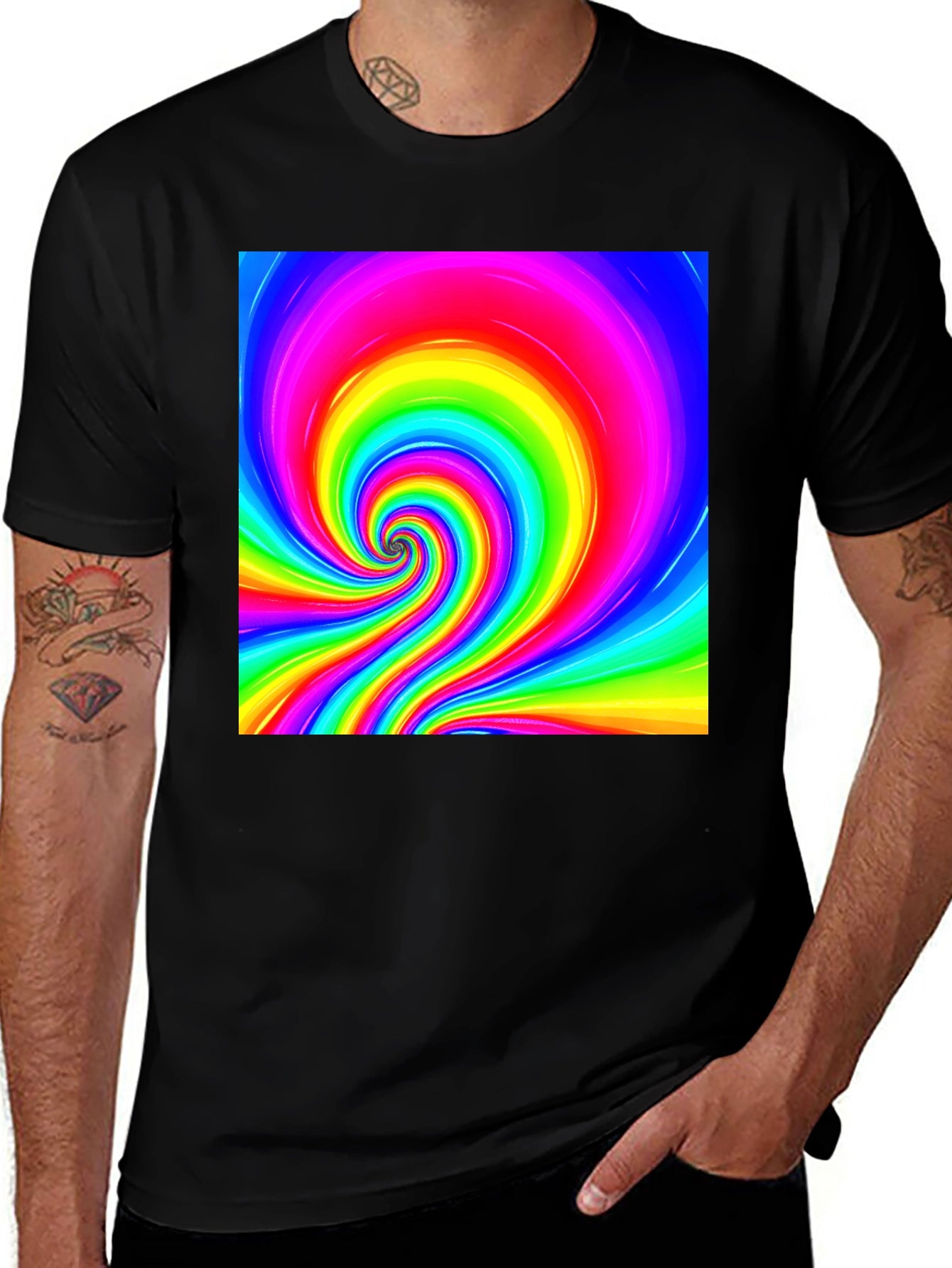 Vibrant Rainbow Spiral Graphic Tee