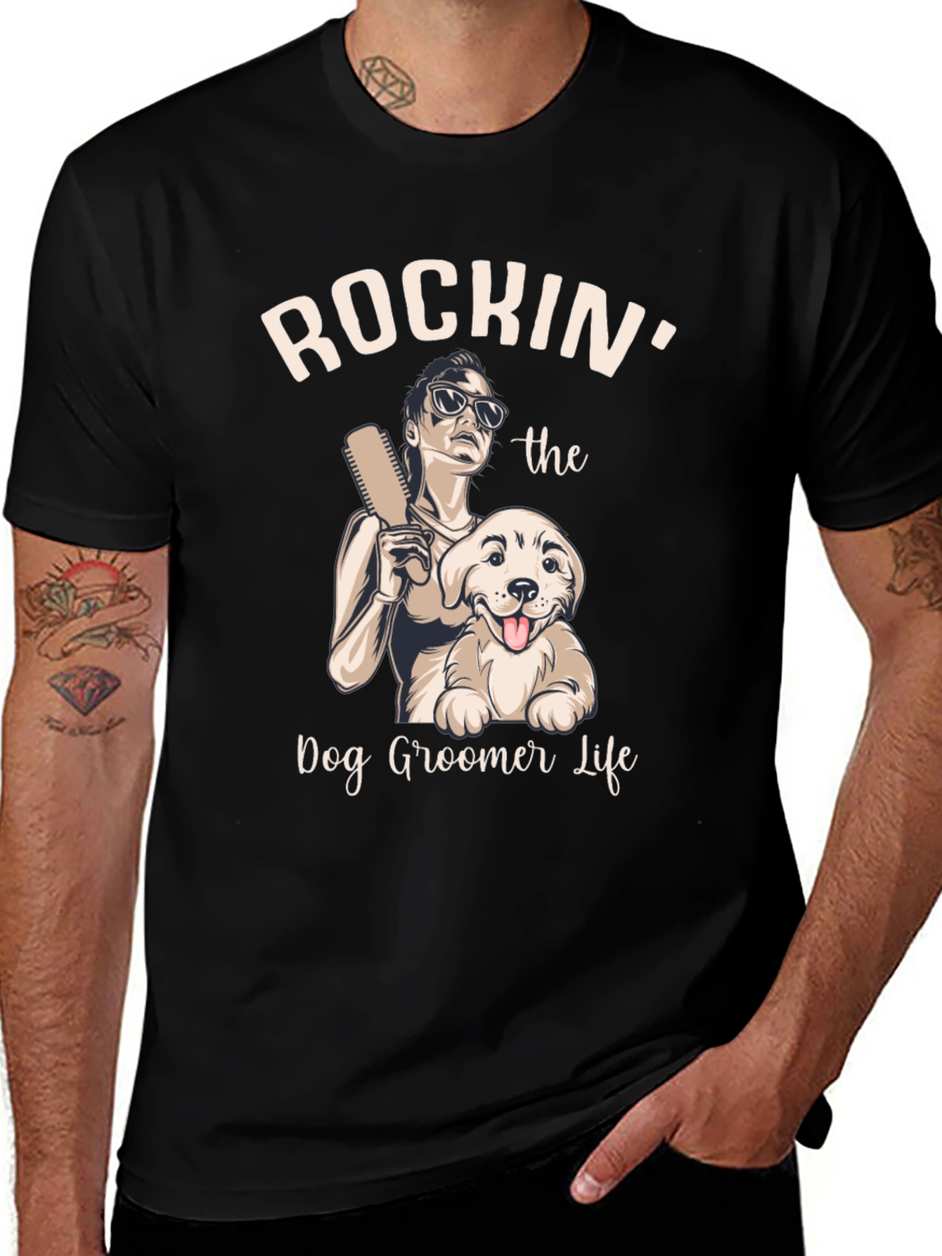 Rockin Dog Groomer Life Tee - Black
