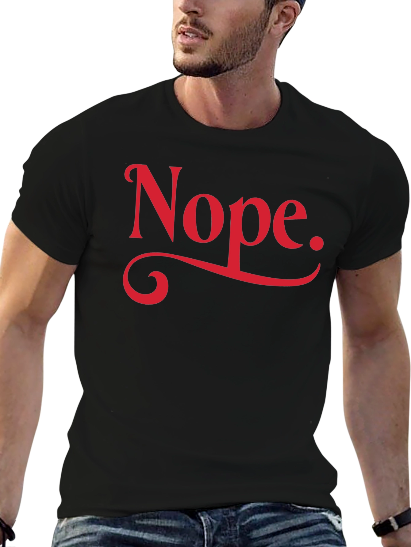 Nope Graphic Tee - Black Cotton Casual T-Shirt