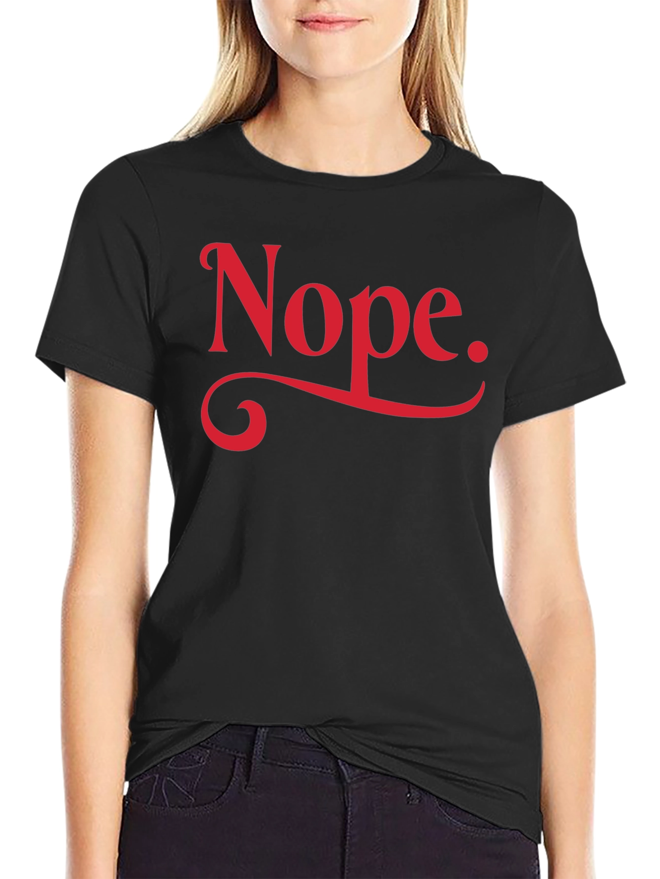 Nope Graphic Tee - Black Cotton Casual T-Shirt