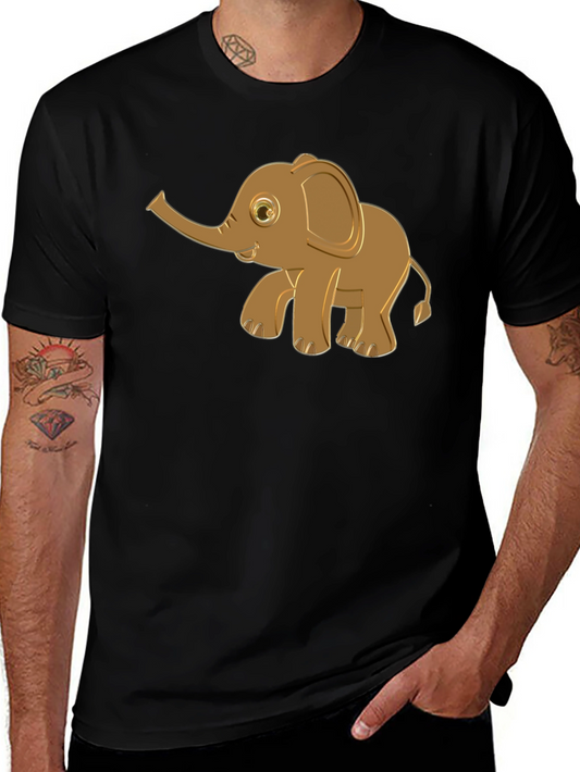 Cute Elephant Graphic Tee - Black