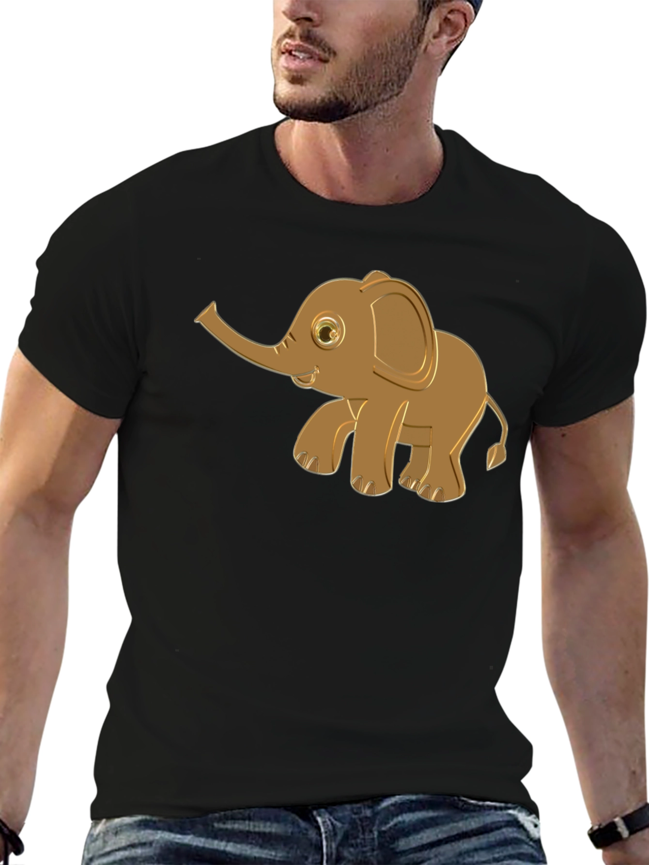 Cute Elephant Graphic Tee - Black