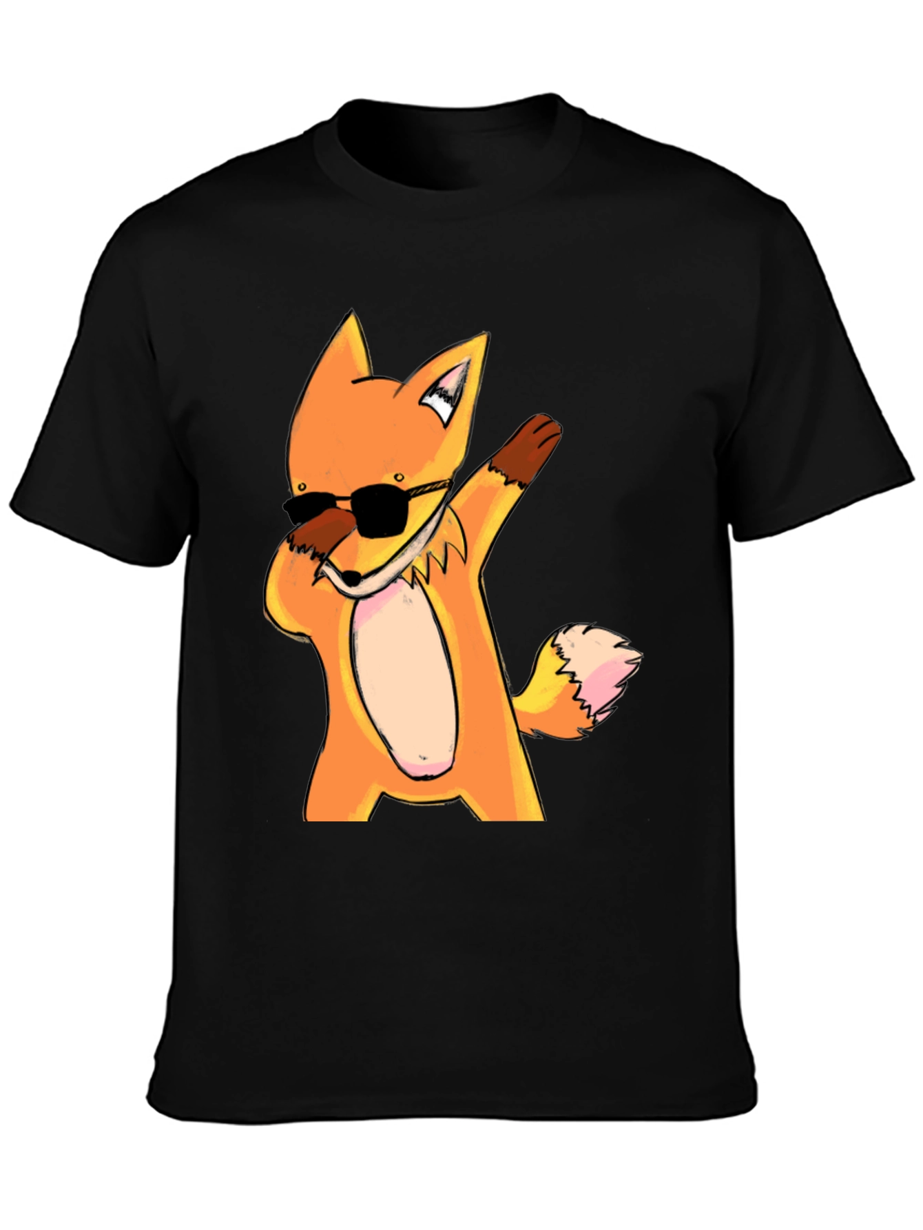 Dabbing Fox Graphic Tee - Trendy Black T-Shirt