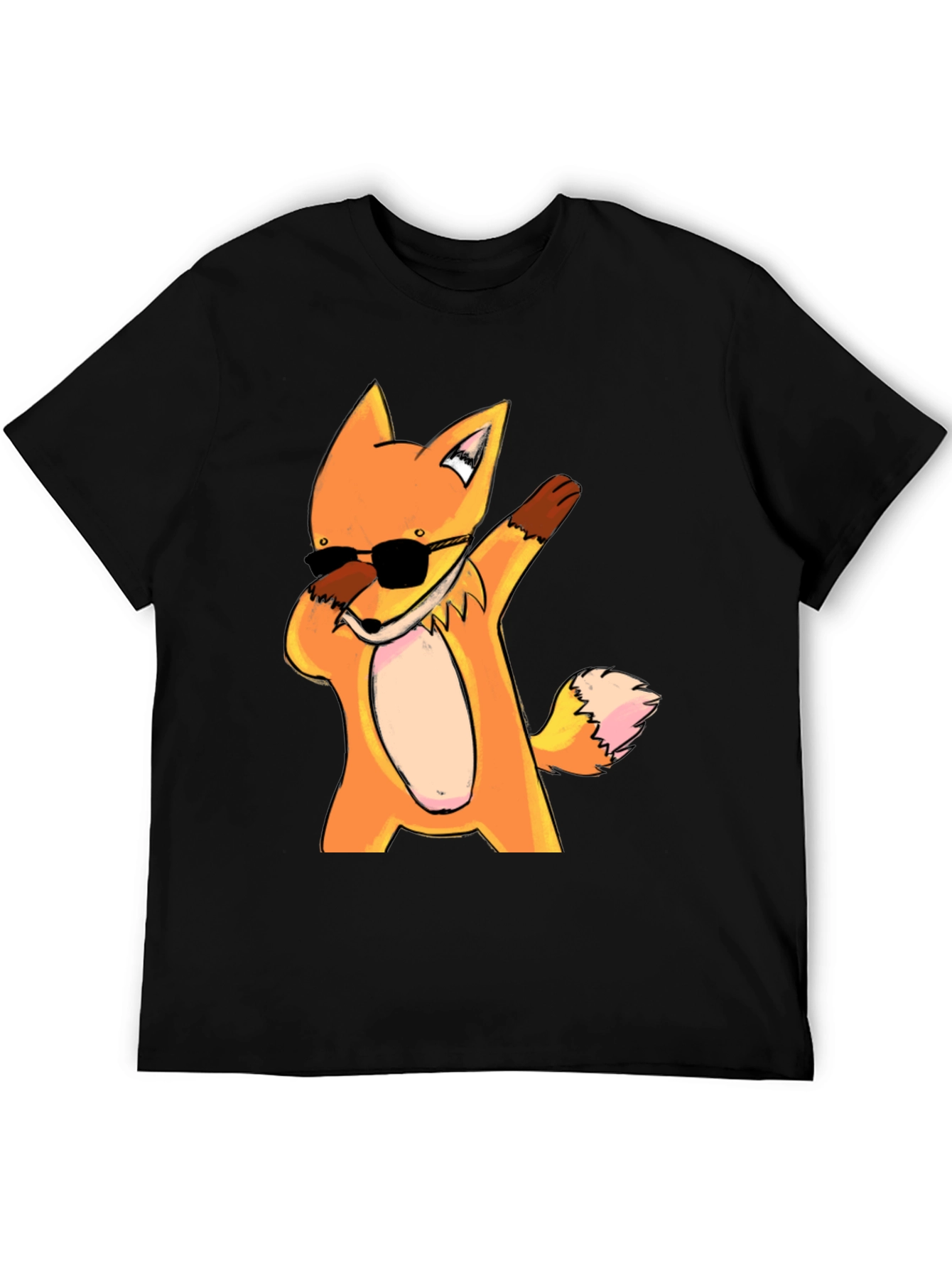 Dabbing Fox Graphic Tee - Trendy Black T-Shirt