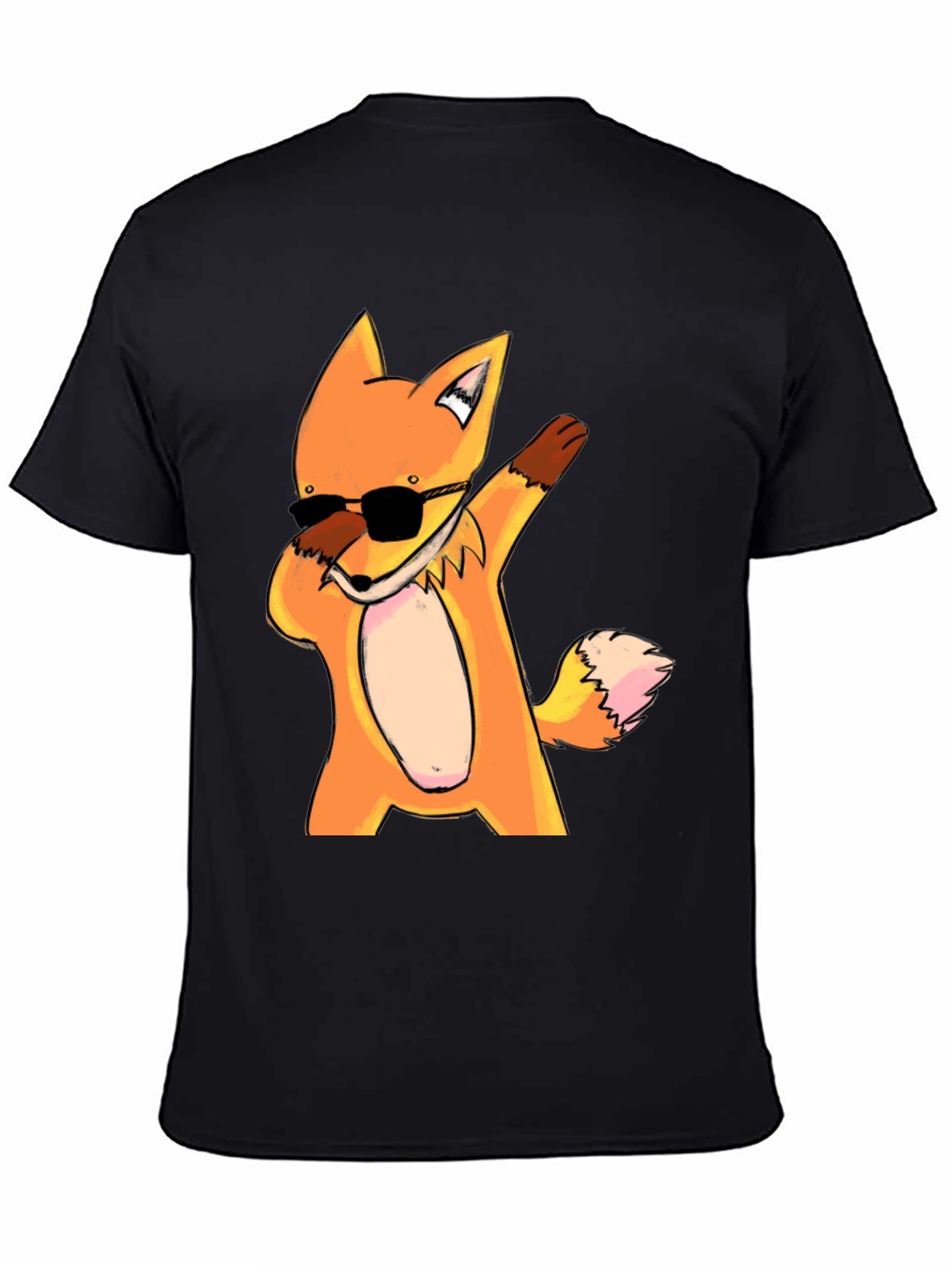 Dabbing Fox Graphic Tee - Trendy Black T-Shirt