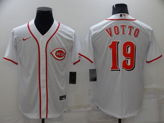 Men's Cincinnati Reds Joey Votto #19 White Replica Baseball Jerseys