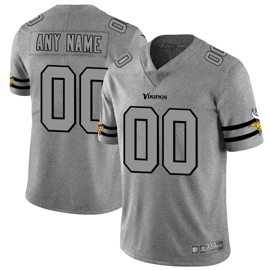 Custom1 Minnesota Vikings 2019 Gray Gridiron Gray Vapor Untouchable Limited Jerseys Stitched Jerseys American Football Jerseys