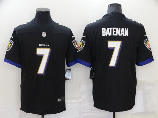 Men's Baltimore Ravens Rashod Bateman #7 Black Game Jerseys