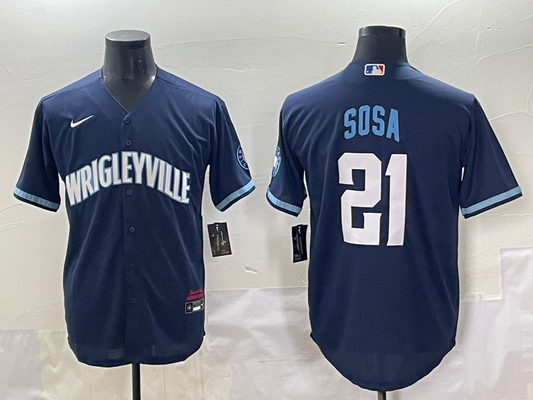Men's Chicago Cubs Sammy Sosa #21 Navy City Connect Replica Jersey