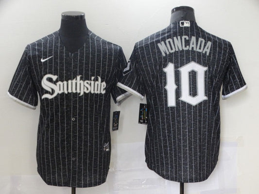 Men's Chicago White Sox Yoan Moncada #10 Black Stitched Jerseys