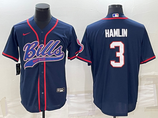 Men's Buffalo Bills Damar Hamlin #3 Navy Game Jerseys Joint Edition