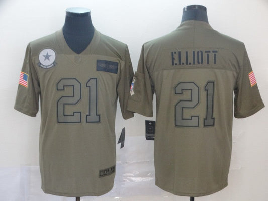 Men's Dallas Cowboys Ezekiel Elliott #21 Brown Game Jerseys