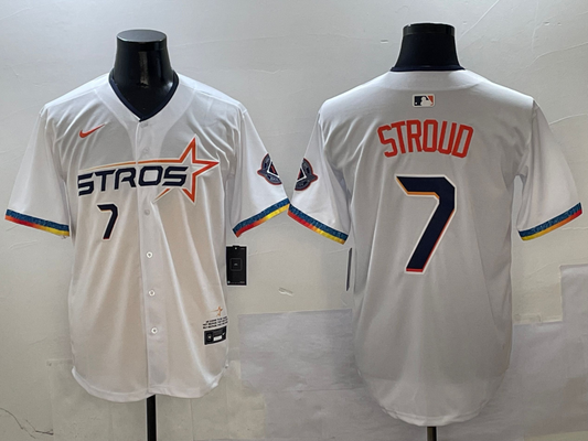 Men's Houston Astros C.J. Stroud #7 White 2025 City Connect Limited Player Jerseys