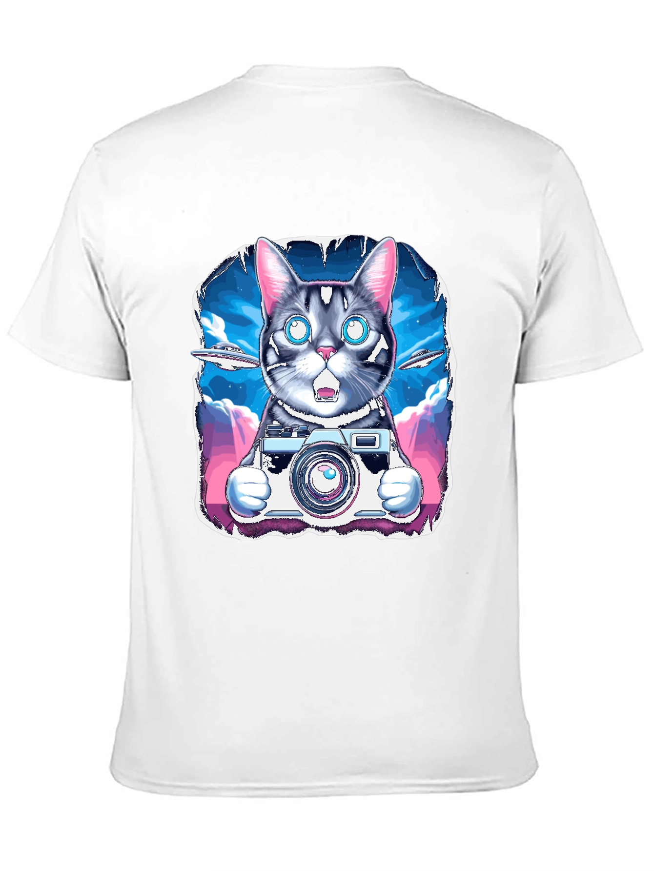 Cat Photographer T-Shirt - UFO Sky Funny Graphic Tee