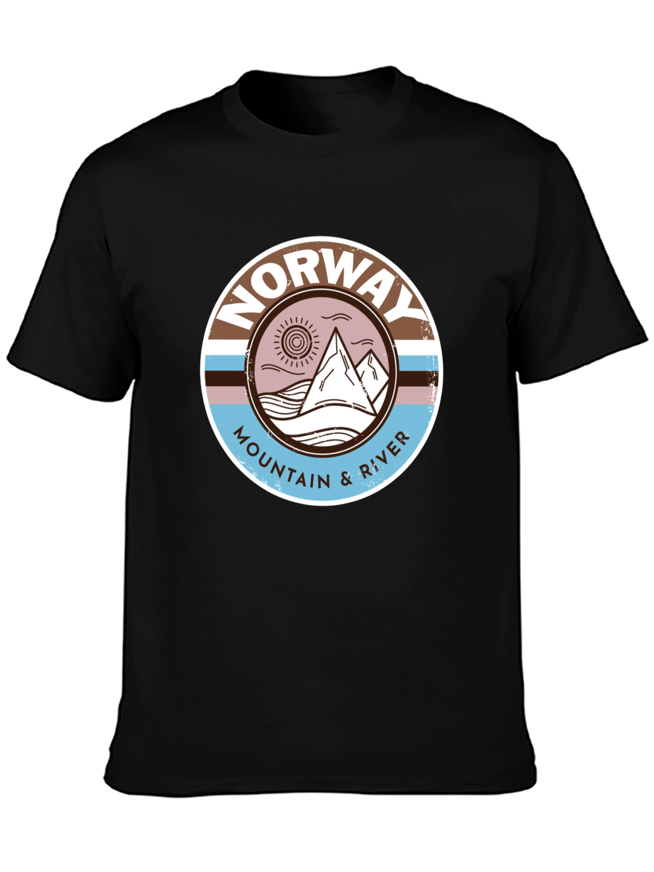 Norway Mountain River Graphic Tee - Black