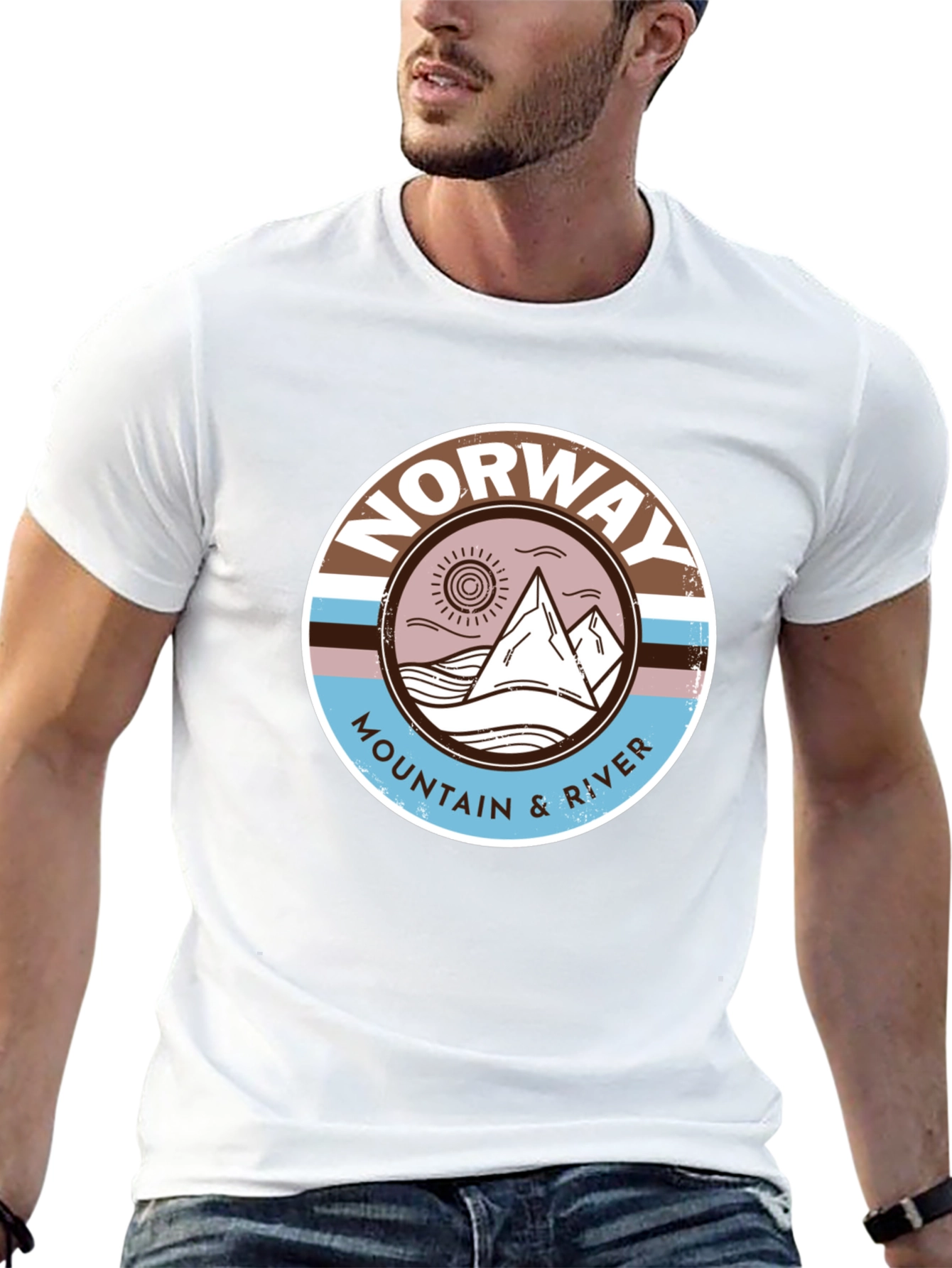 Norway Mountain River Graphic Tee - Black