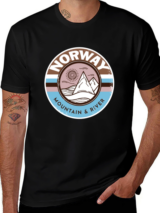 Norway Mountain River Graphic Tee - Black