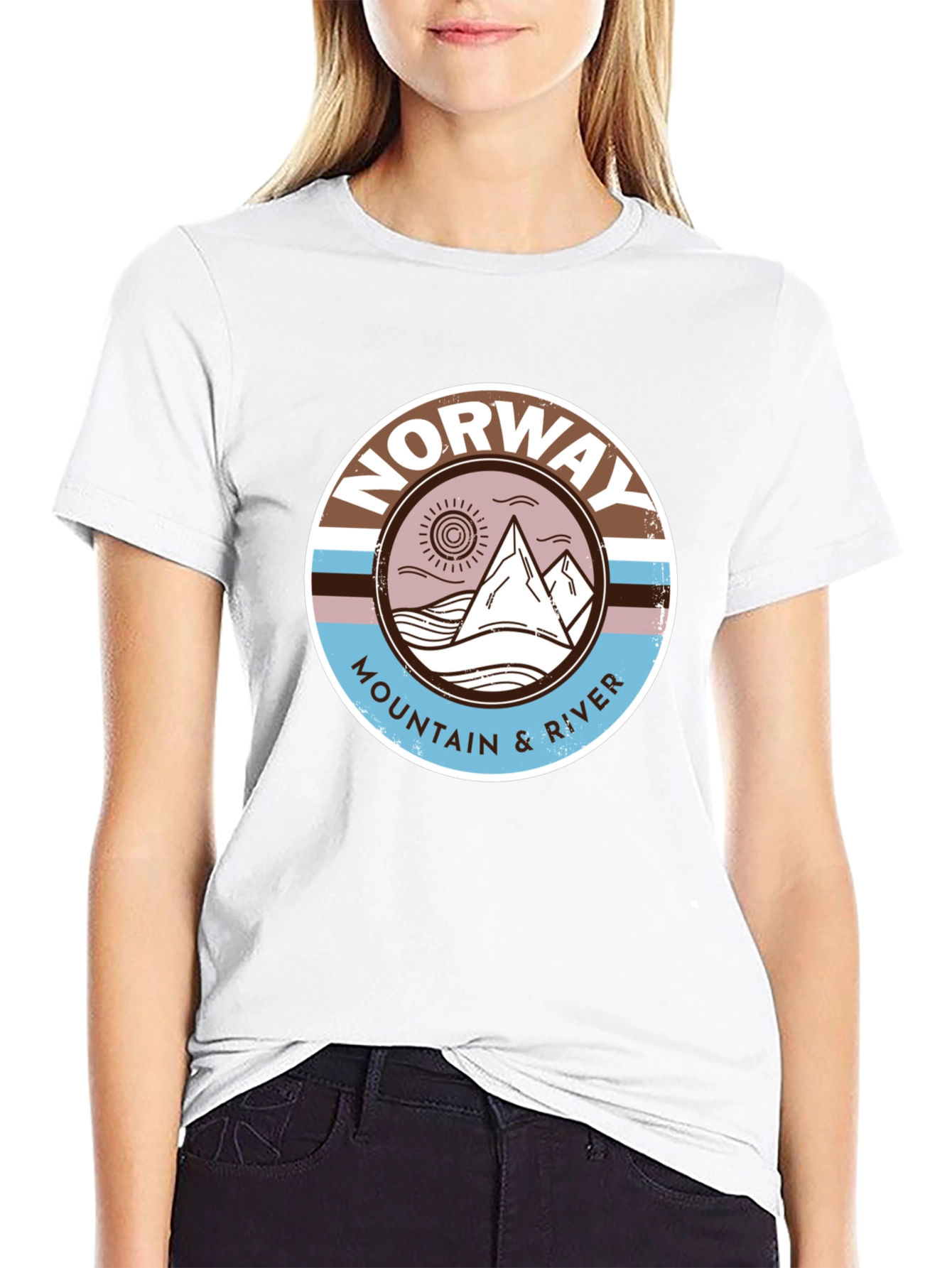 Norway Mountain River Graphic Tee - Black