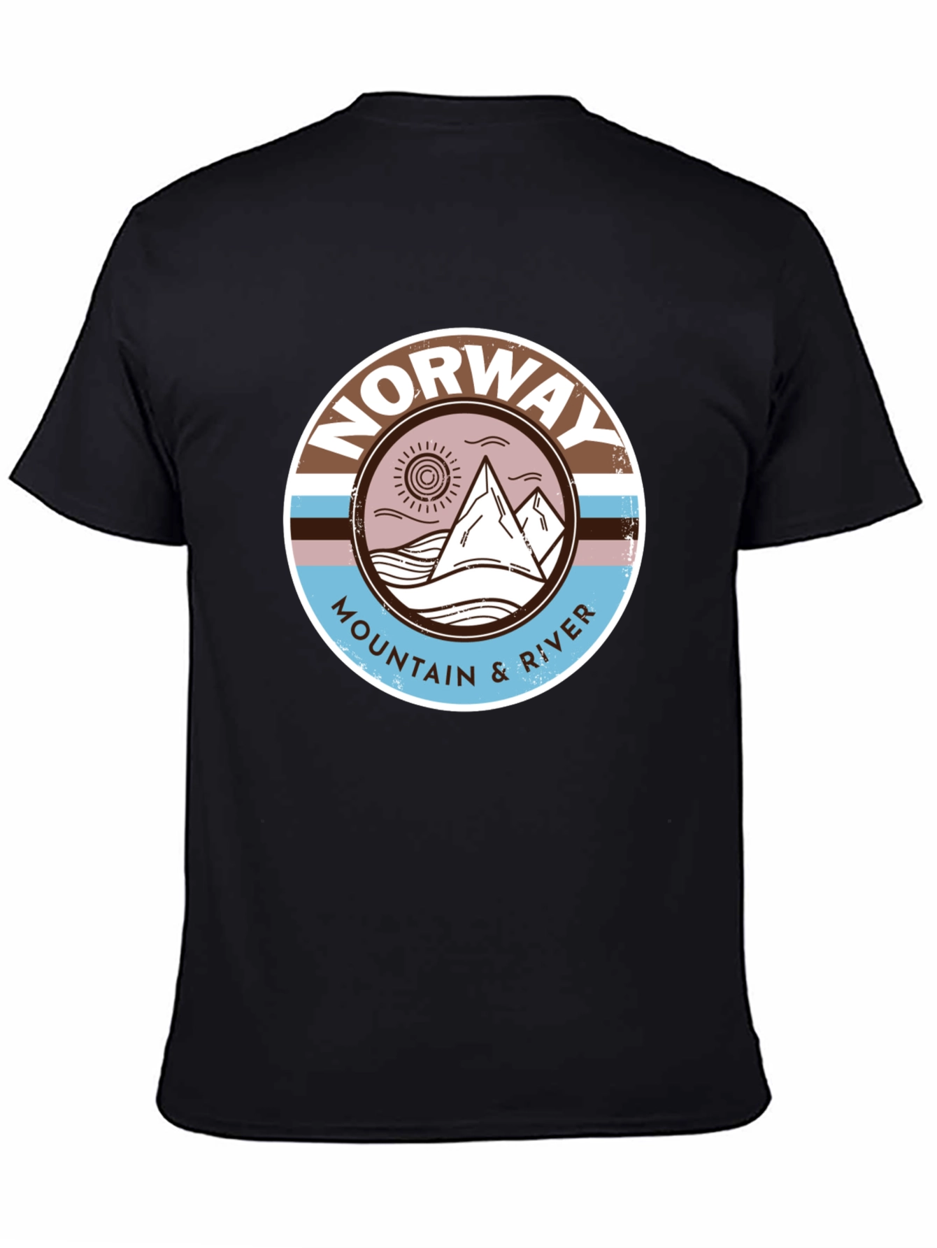 Norway Mountain River Graphic Tee - Black