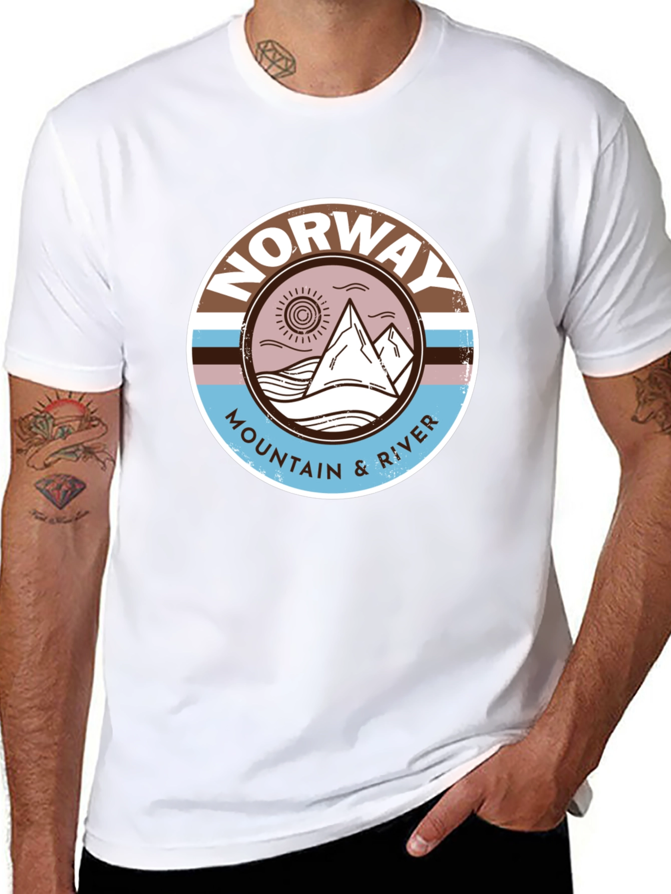 Norway Mountain River Graphic Tee - Black