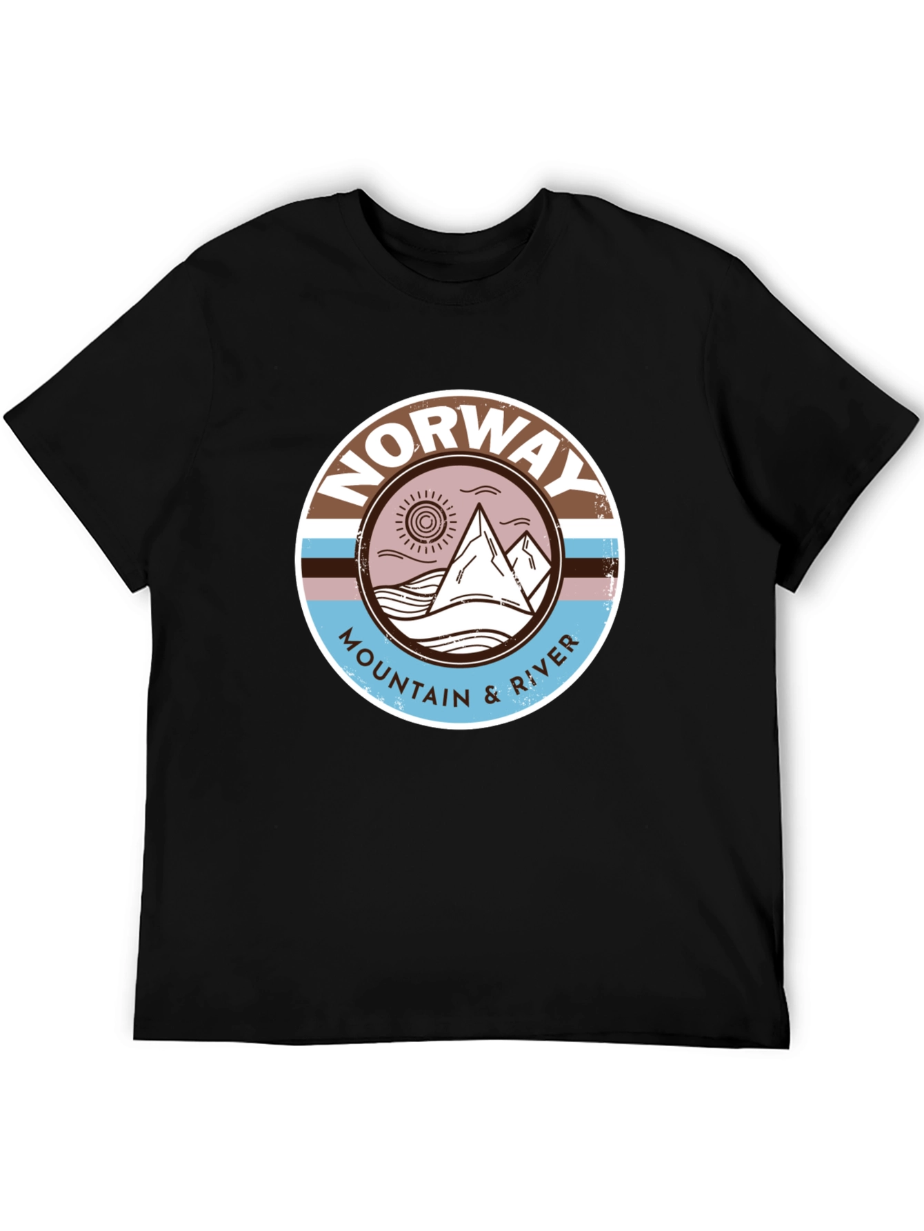 Norway Mountain River Graphic Tee - Black
