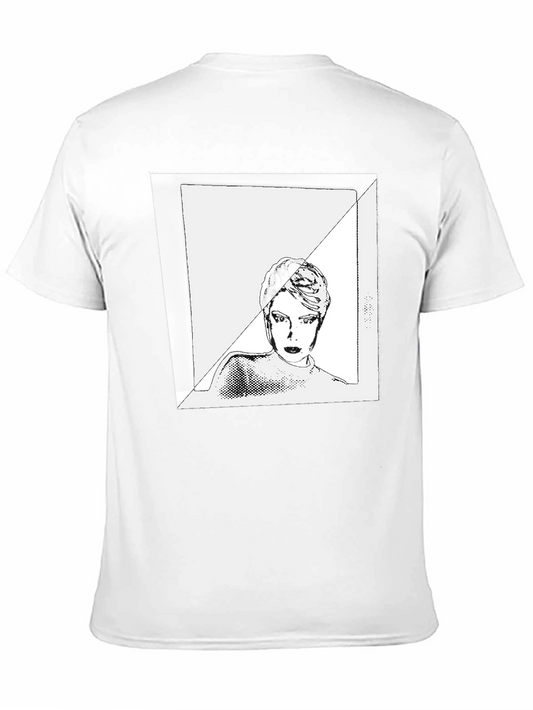 Black Graphic Tee with Edgy Portrait Design