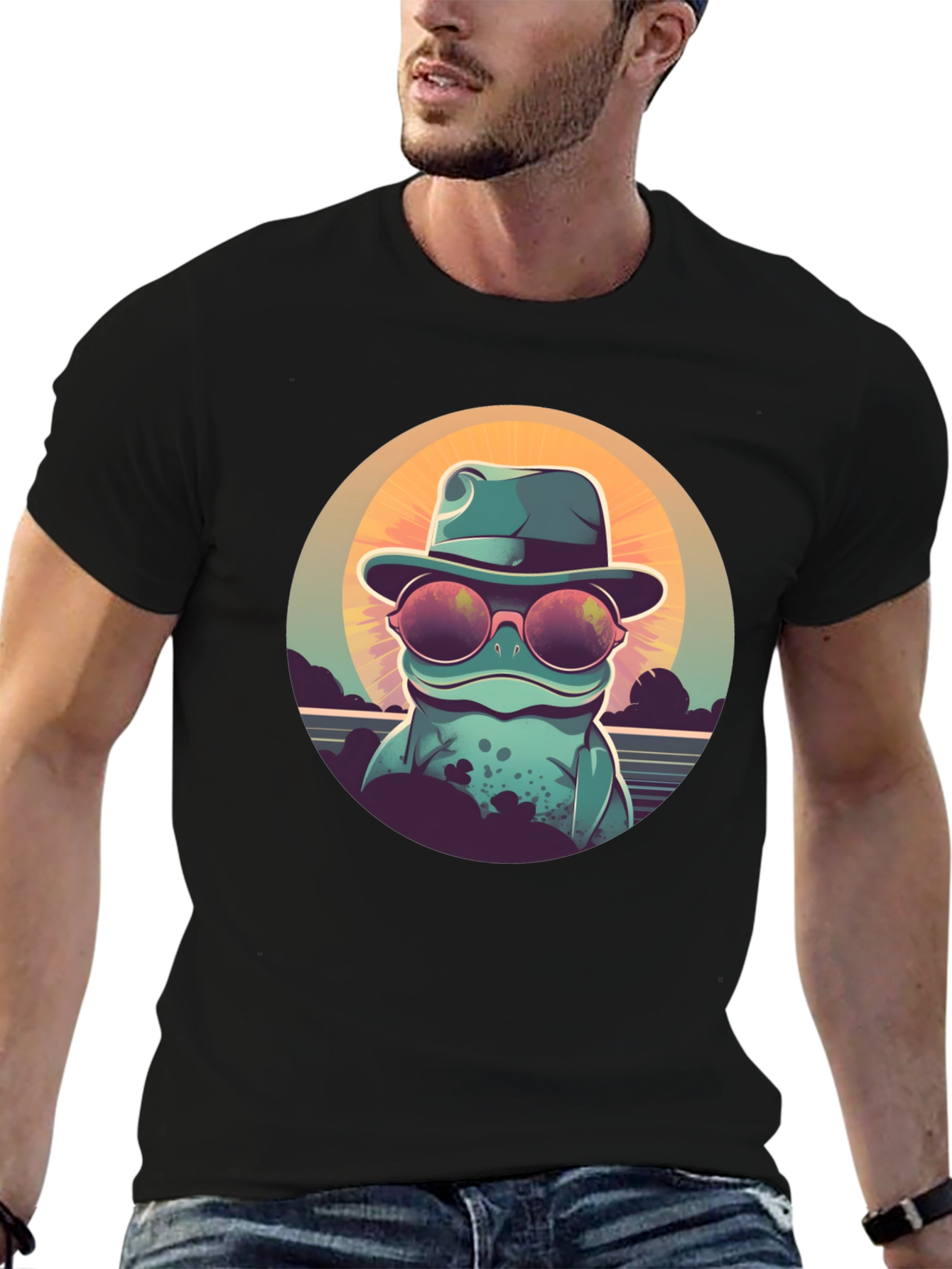 Cool Frog Graphic Tee - Unisex Black T-Shirt