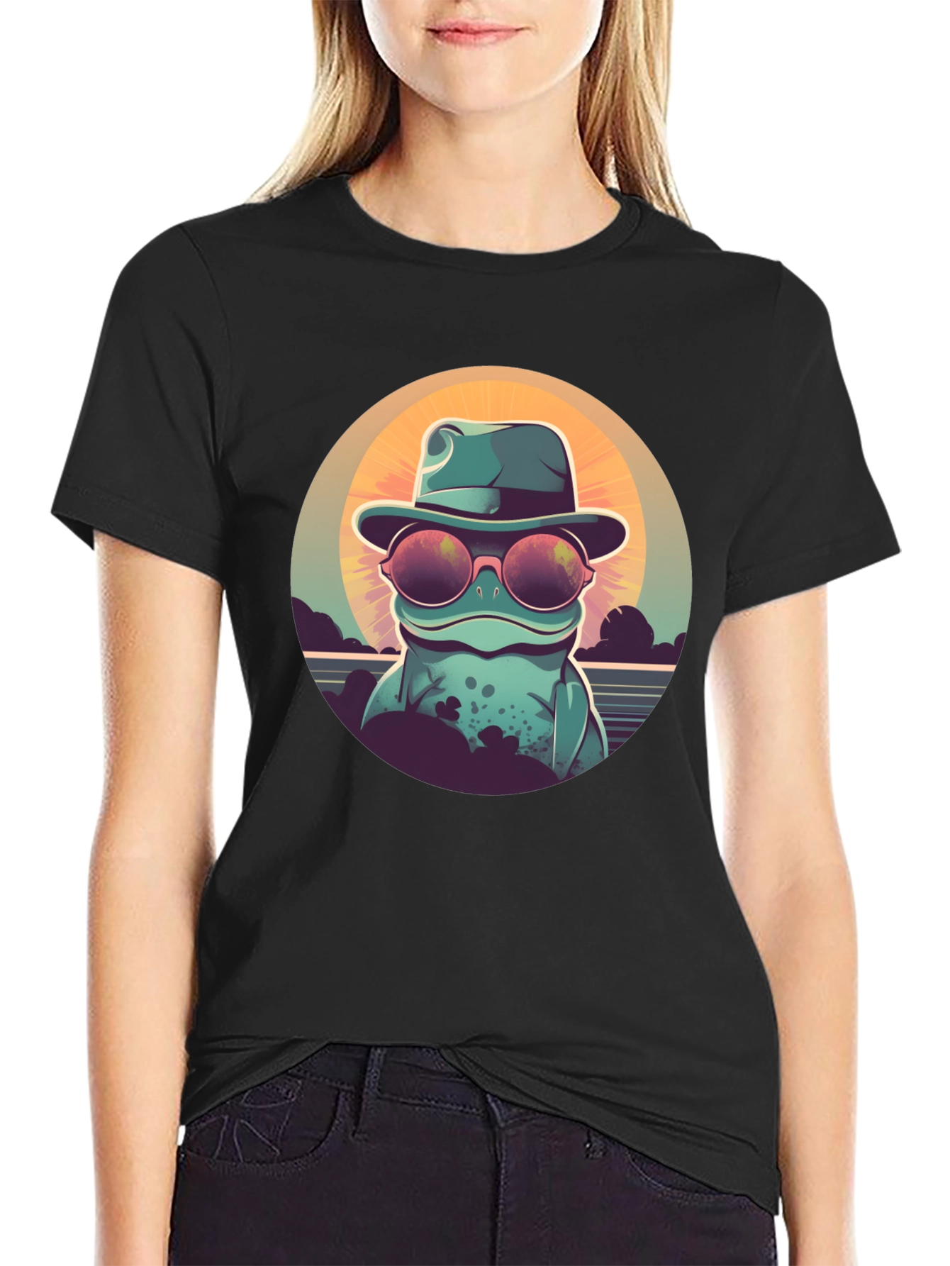 Cool Frog Graphic Tee - Unisex Black T-Shirt