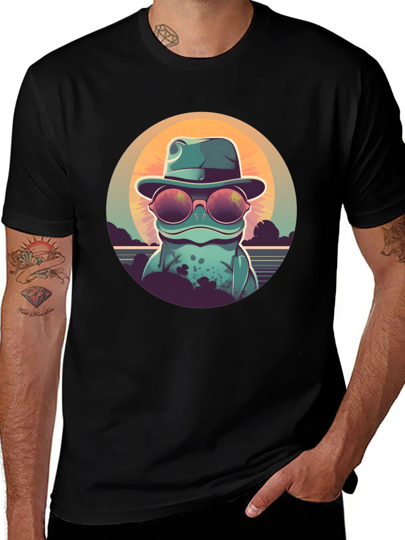 Cool Frog Graphic Tee - Unisex Black T-Shirt