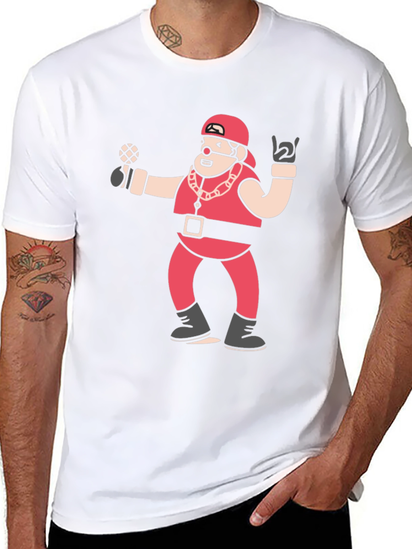 Rapper Santa Graphic Tee - Holiday Hip Hop T-Shirt