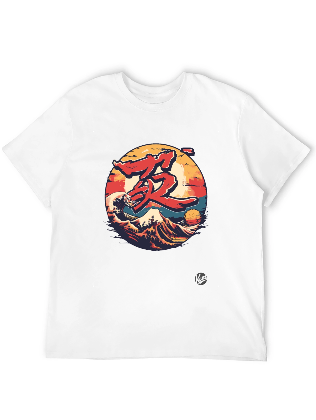 Japanese Wave Graphic Tee - Black Cotton