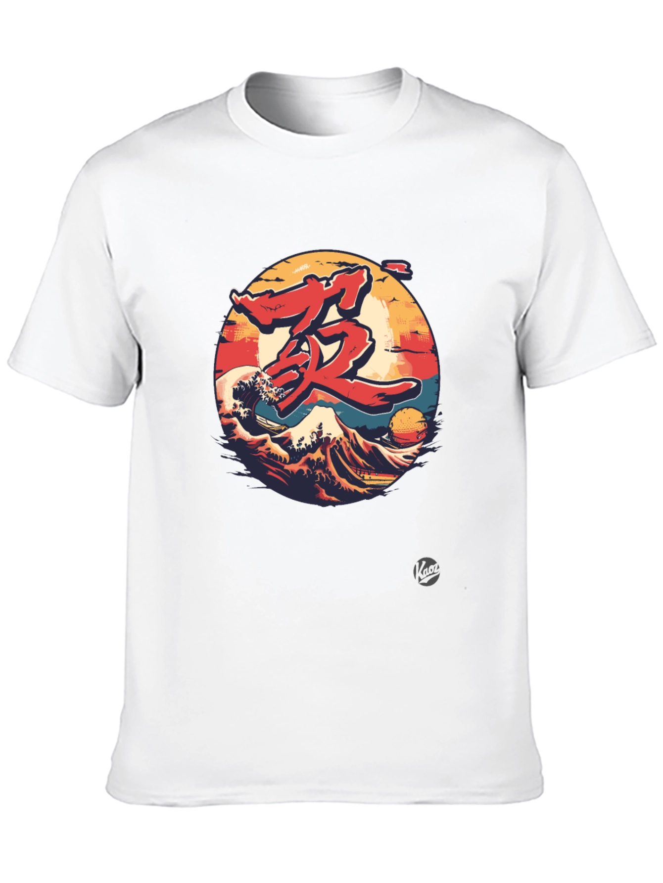 Japanese Wave Graphic Tee - Black Cotton