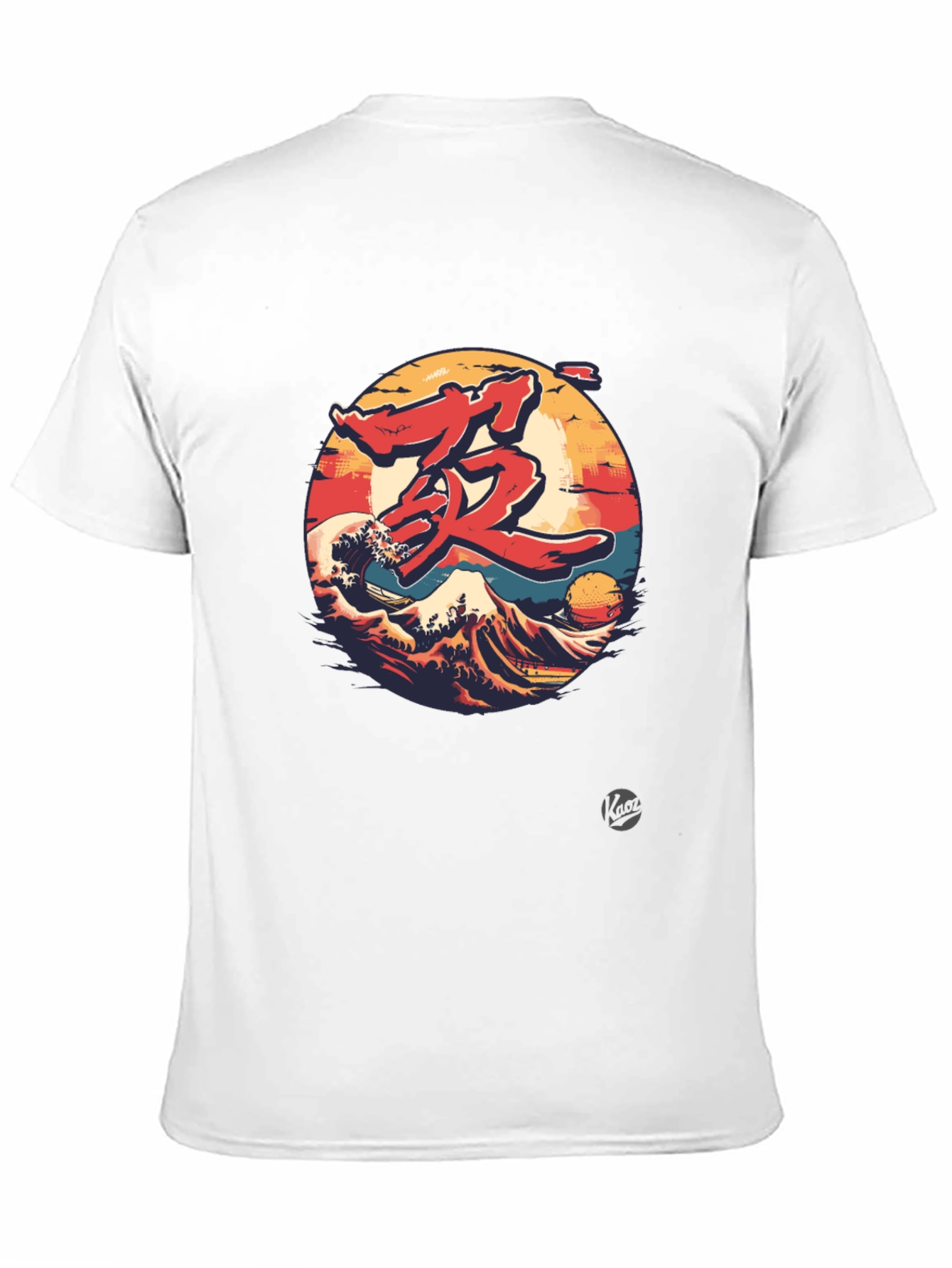 Japanese Wave Graphic Tee - Black Cotton