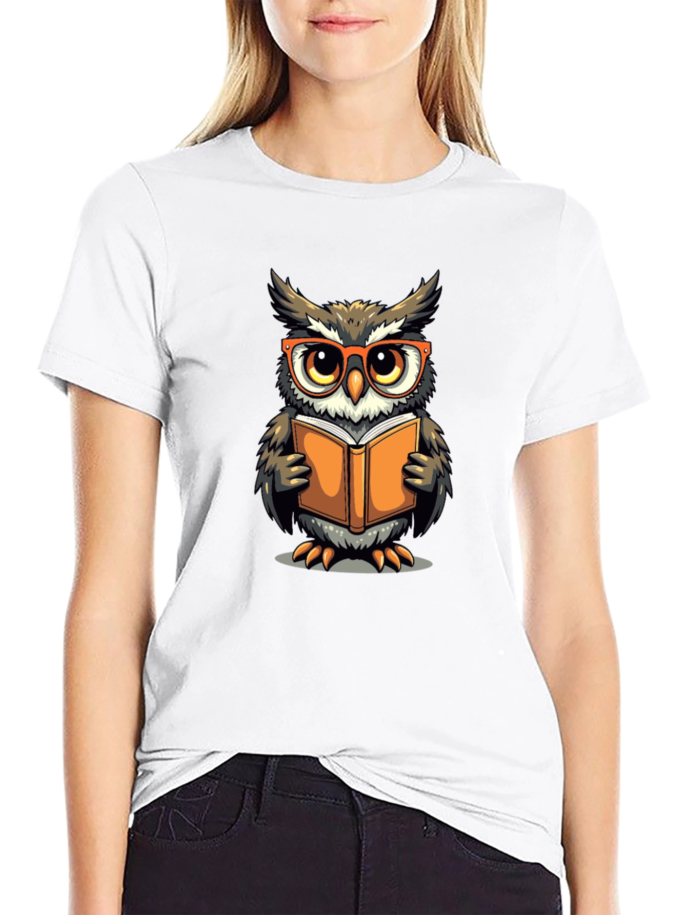 Owl Reading Book Graphic T-Shirt