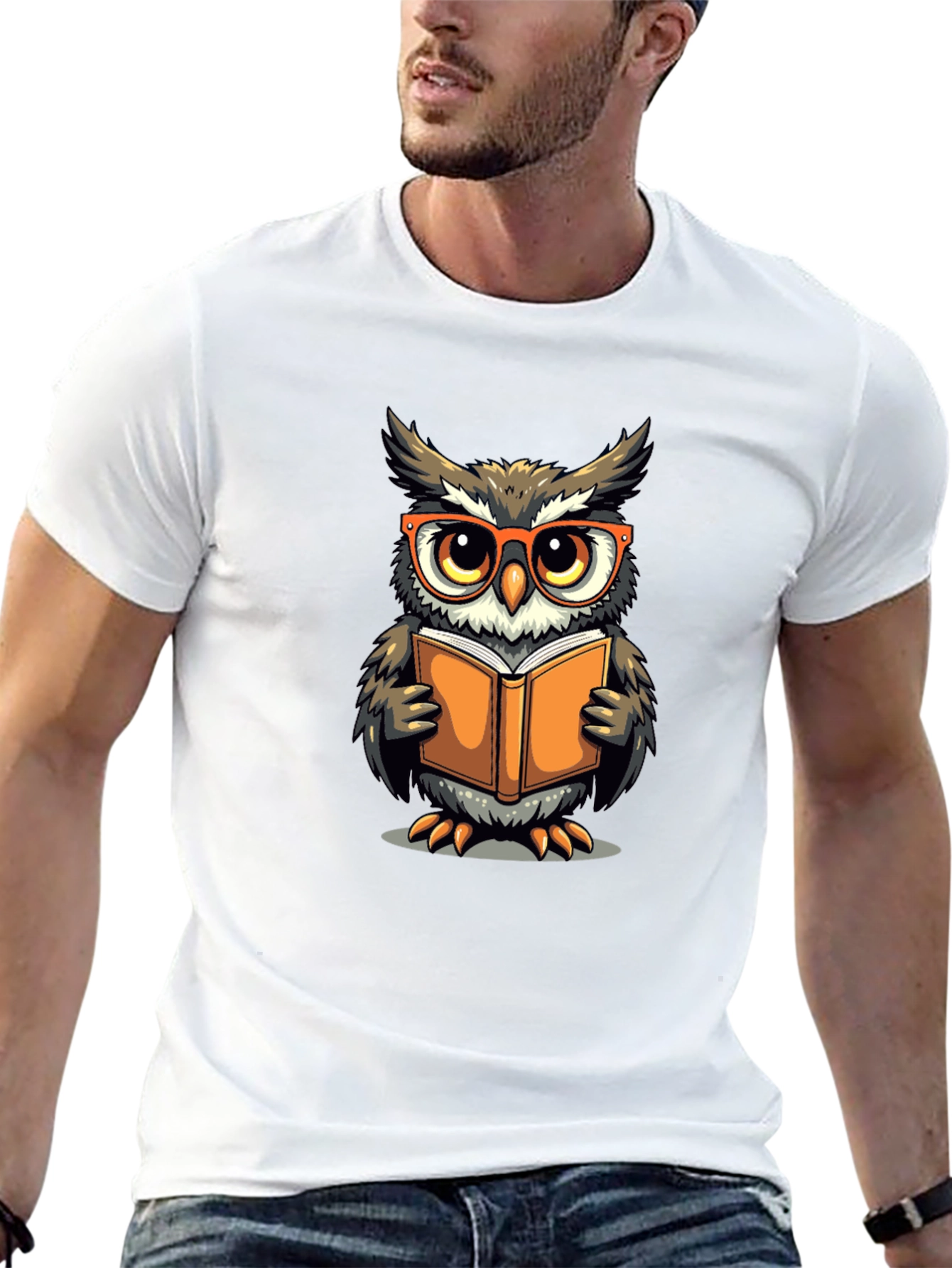 Owl Reading Book Graphic T-Shirt