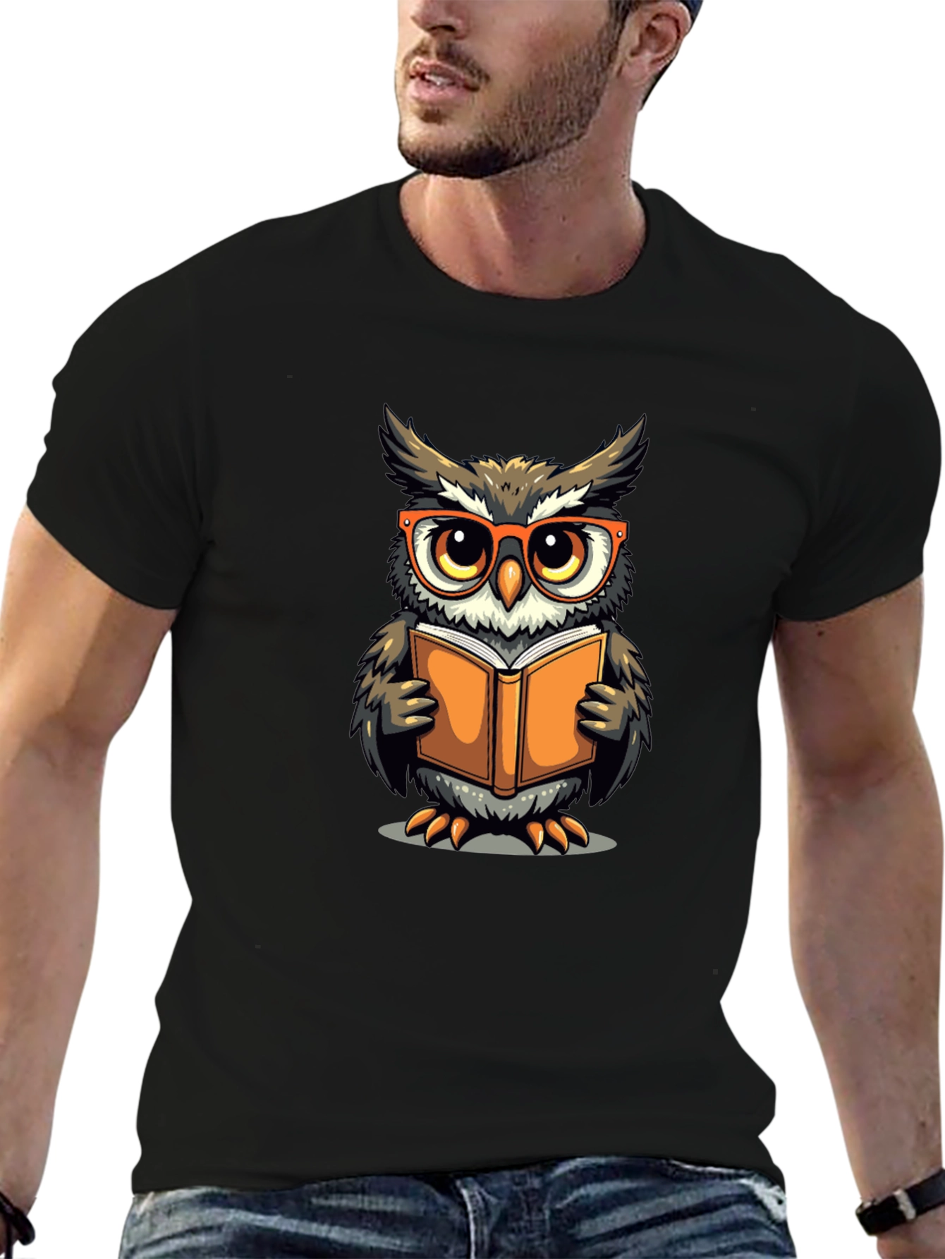 Owl Reading Book Graphic T-Shirt