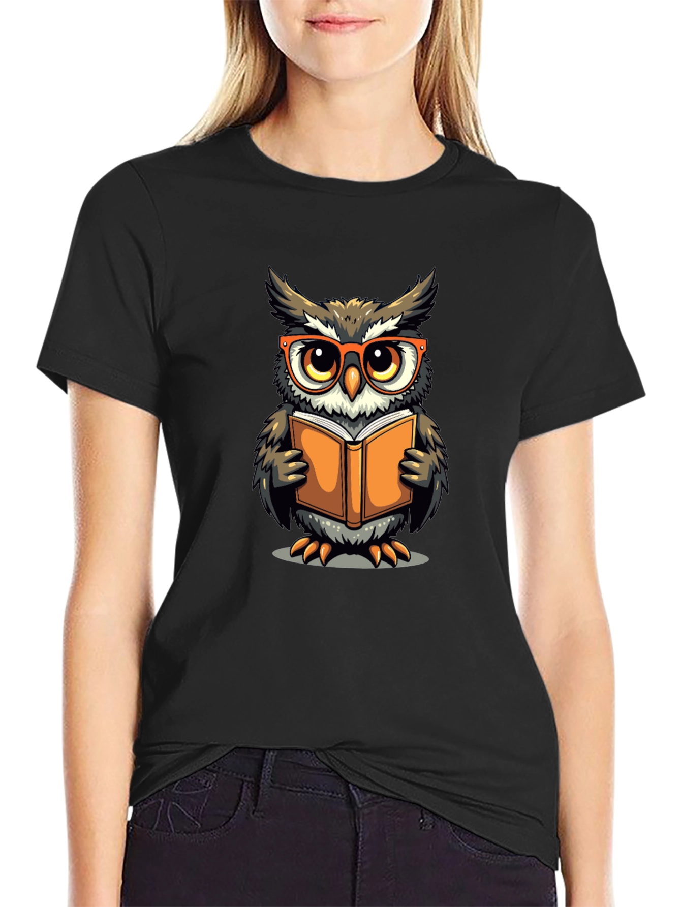 Owl Reading Book Graphic T-Shirt