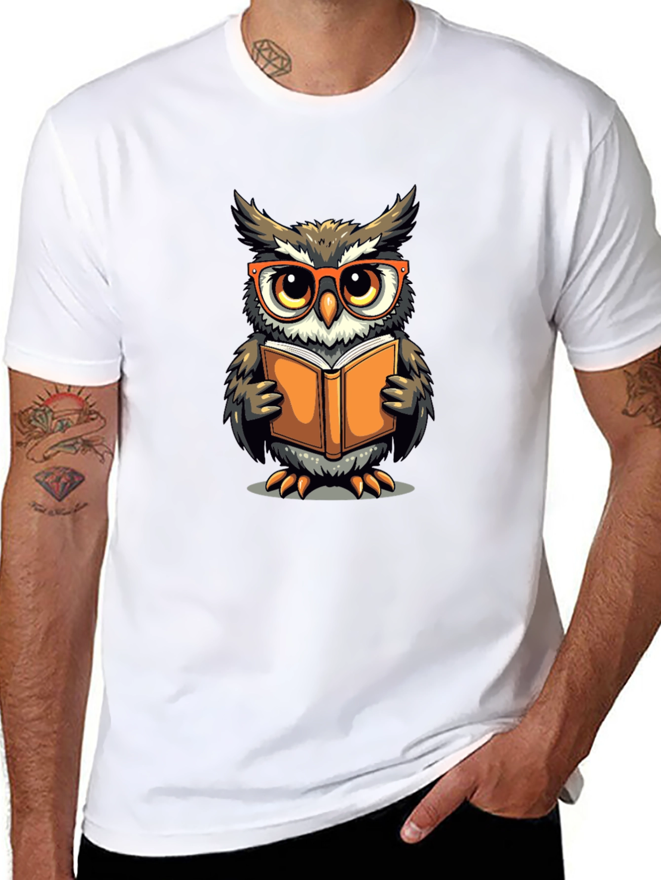 Owl Reading Book Graphic T-Shirt