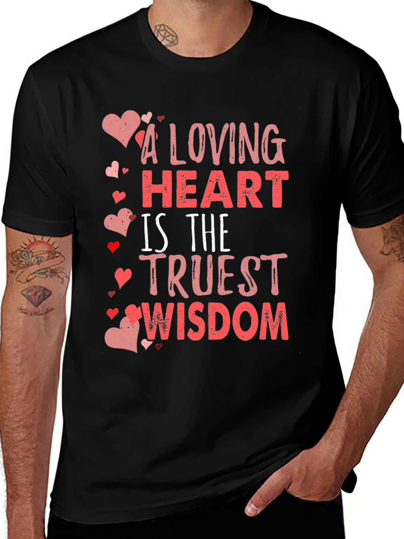 Loving Heart Wisdom Black T-Shirt