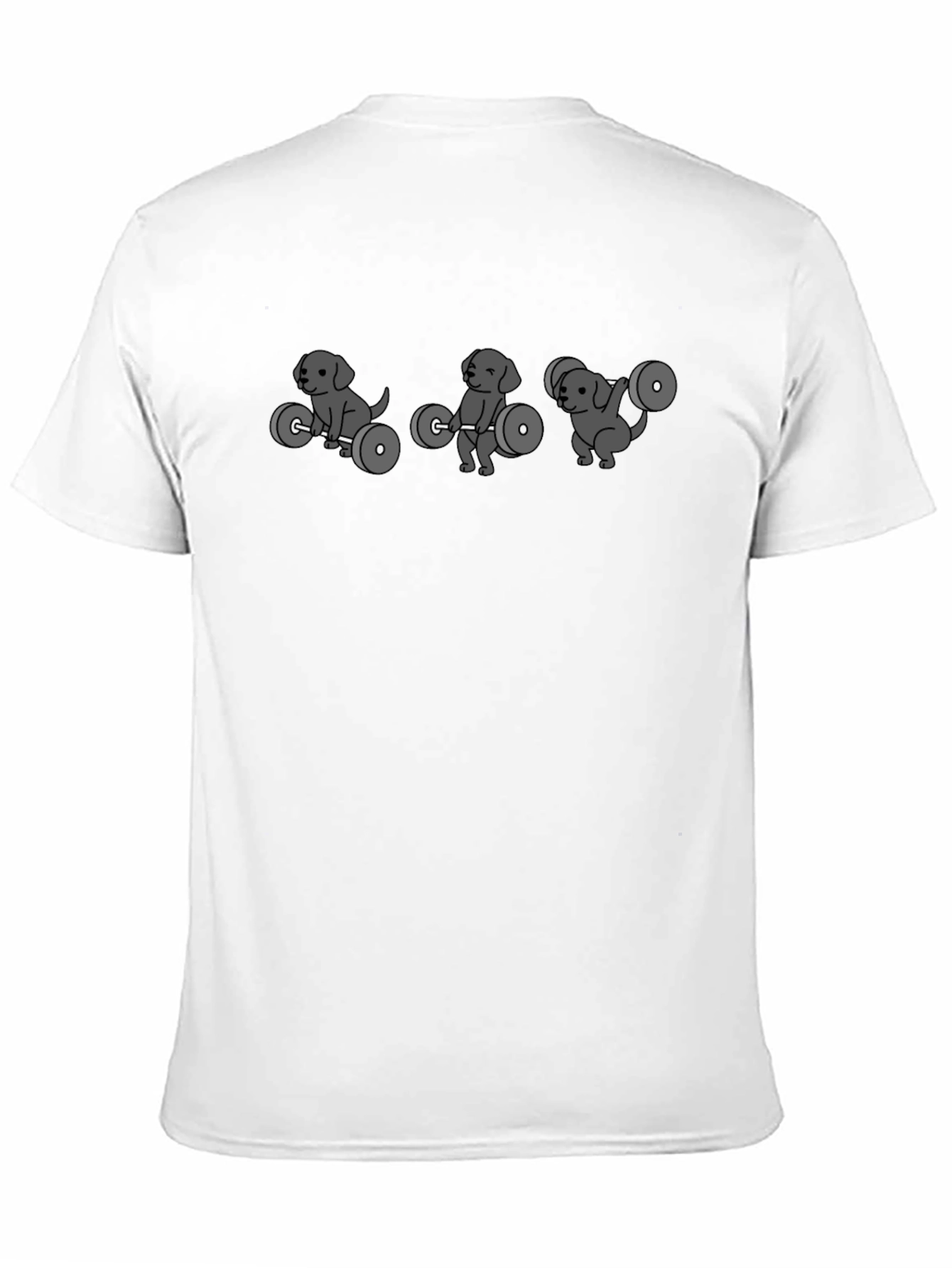 Funny Dog Lifting Weights Black T-Shirt