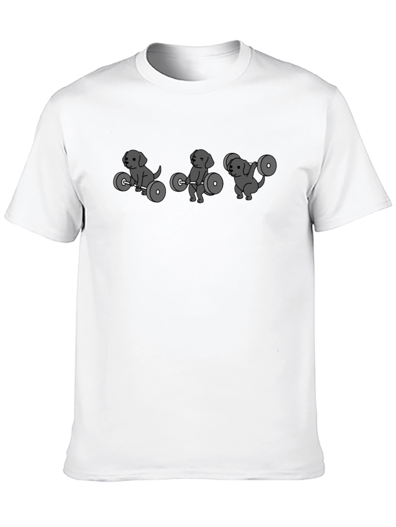 Funny Dog Lifting Weights Black T-Shirt